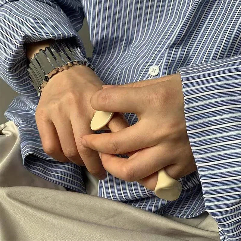 Vintage Wide Large Chunky Rings for Women Crystal Resin Autumn Winter Geometric Irregular Stacking Wear Jewelry New