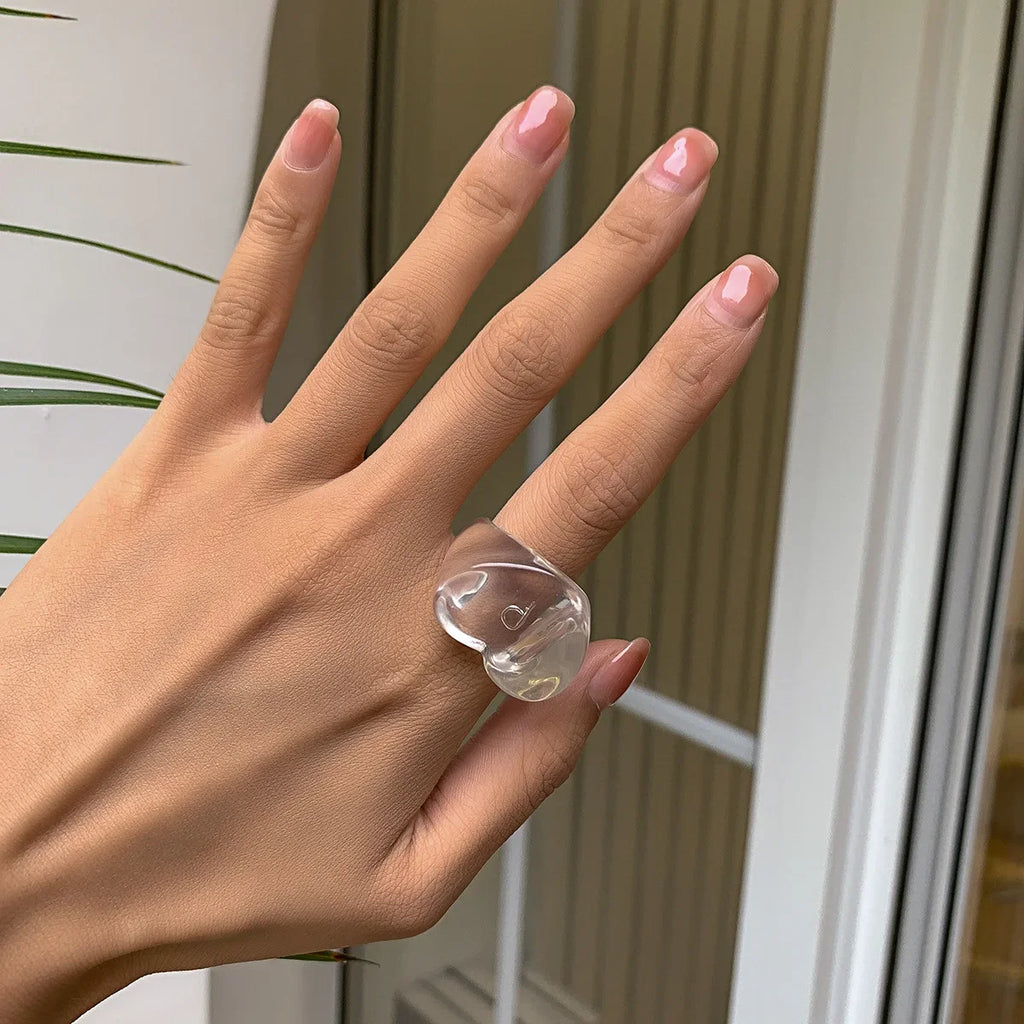 Acrylic Resin Rings Set For Women Girls Irregular Marble Pattern Colorful Transparent Ring Rings Jewelry Gifts
