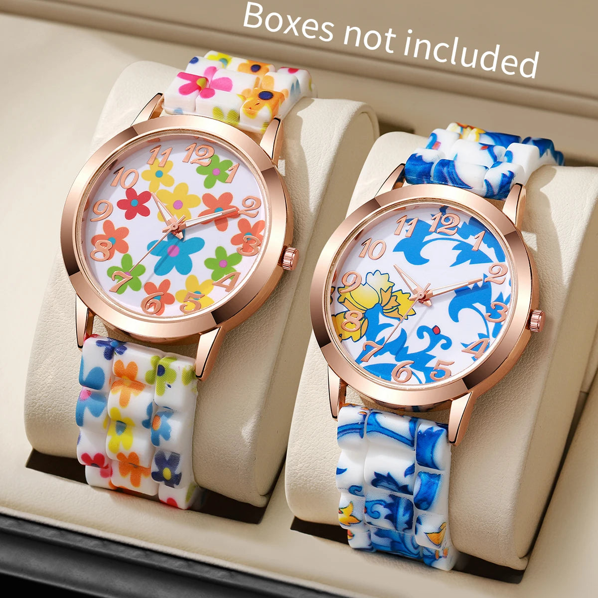 2/3/4/5PCS Fashion Flowers Printed Women Watches Casual Silicone Band Female Quartz Watch Relogio Feminino（Without Box）