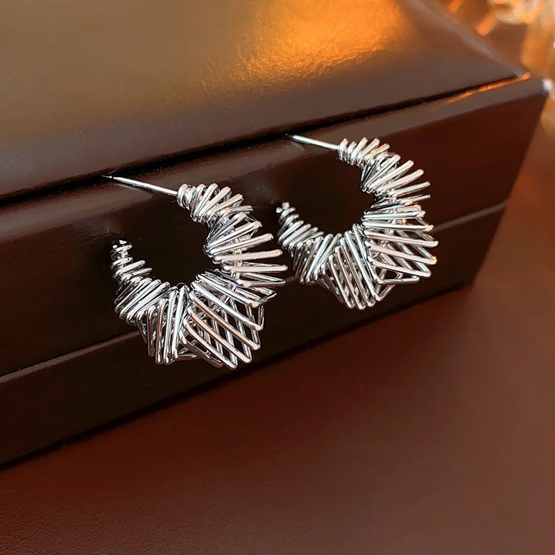 Exquisite Stainless Steel Victorian Earrings Spike Creole Hoops Gypsy Vintage Gift Big Hoop Designs Women Present