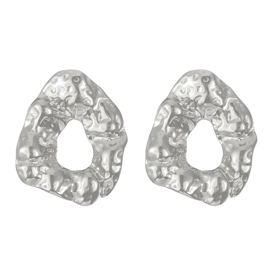 Stainless Steel Pleated Geometric Earrings For Women Jewelry Trending Vintage Women's Smooth Gold Color Stud Earrings
