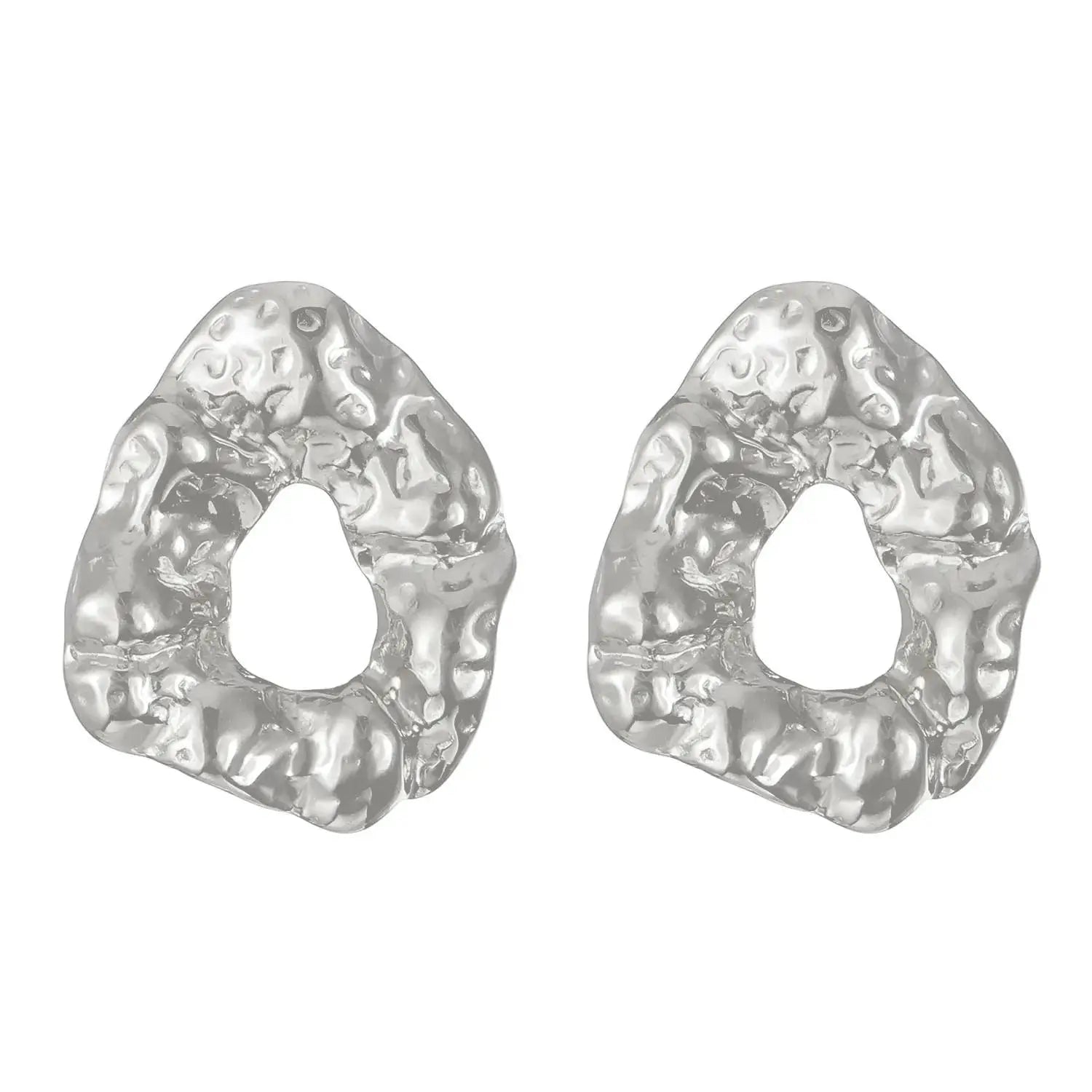 Stainless Steel Pleated Geometric Earrings For Women Jewelry Trending Vintage Women's Smooth Gold Color Stud Earrings