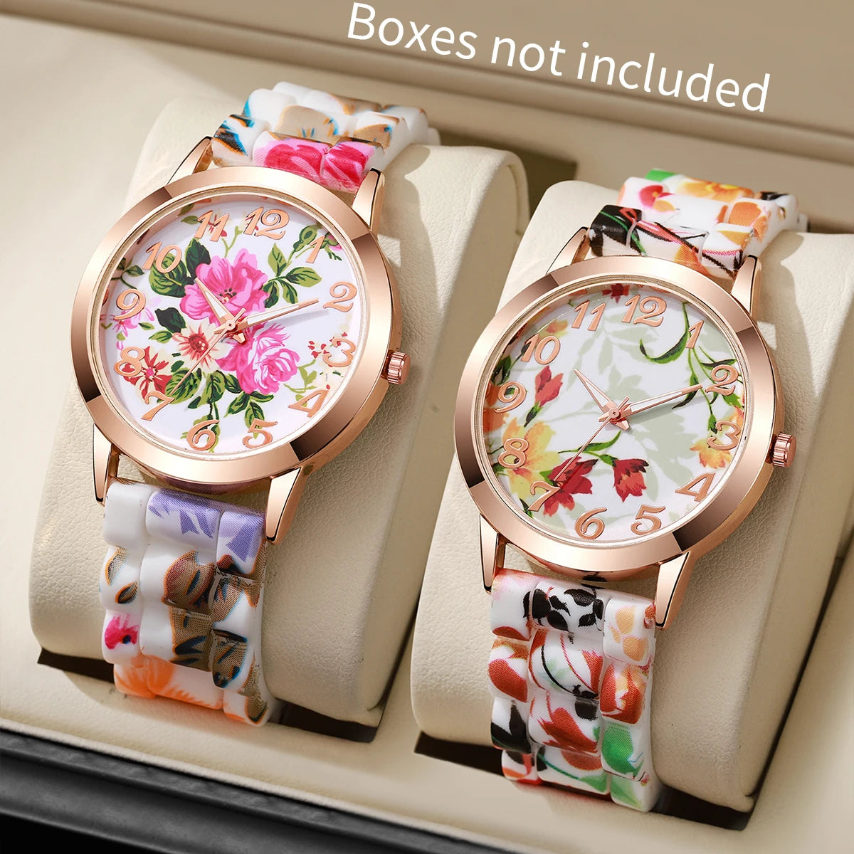 2/3/4/5PCS Fashion Flowers Printed Women Watches Casual Silicone Band Female Quartz Watch Relogio Feminino（Without Box）