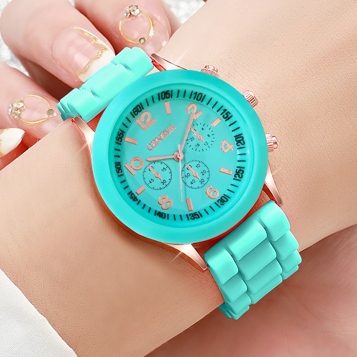 14PCS Fashion Women Watches Casual Silicone Band Arabic Dial Ladies Quartz Watch Set Reloj Mujer Girls Clock Gift（Without Box）