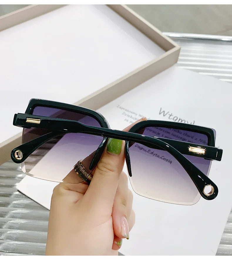 Oversized Sunglasses Man Woman Fashion Rimless Vintage Square Sun Glasses Eyewear Luxury Brand Design UV400 Female Shades