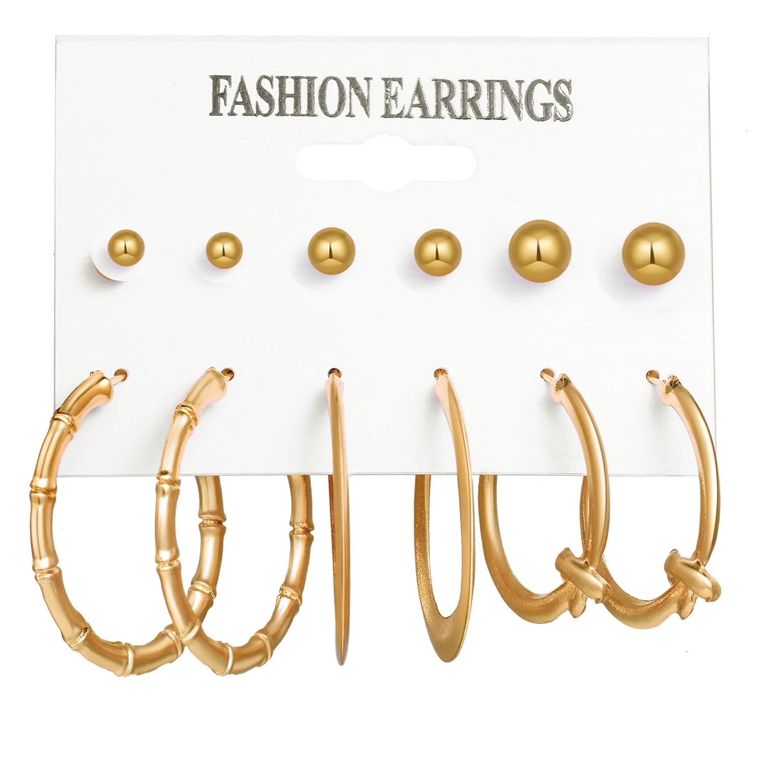 Boho Big Circle Hoop Earring Set for Women Gold Color Bohemia Vintage Pearl Square Earring Heart Zircon Ear Studs Jewelry