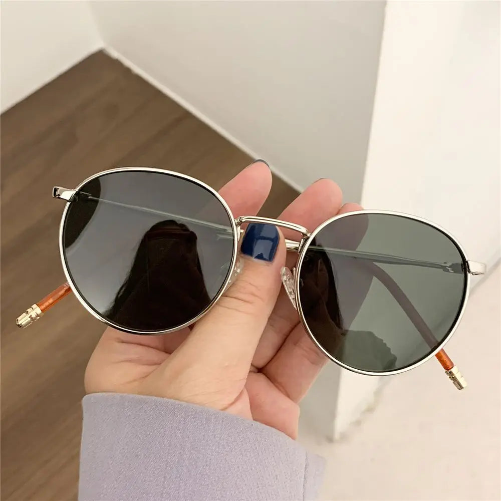 Fashion Glasses Fishing Metal Frame Shades Round Sun Glasses Women's Eyewear Retro Women Men Sunglasses UV400 Gafas De Sol