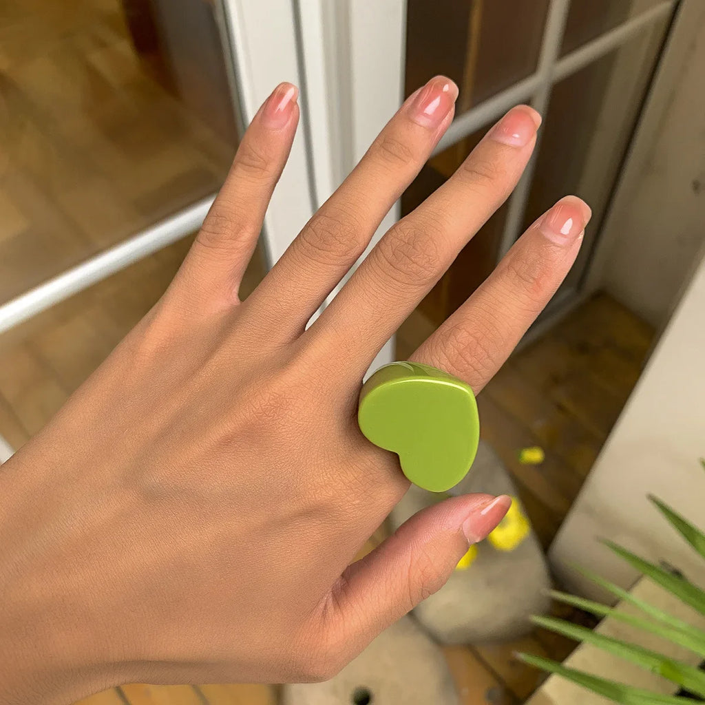 Acrylic Resin Rings Set For Women Girls Irregular Marble Pattern Colorful Transparent Ring Rings Jewelry Gifts