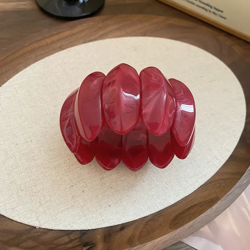 Acrylic Smudging Bangles for Women Unique Design Geometric Oval Elastic Stretch Bracelets Wide Bangles Jewelry Party Gifts