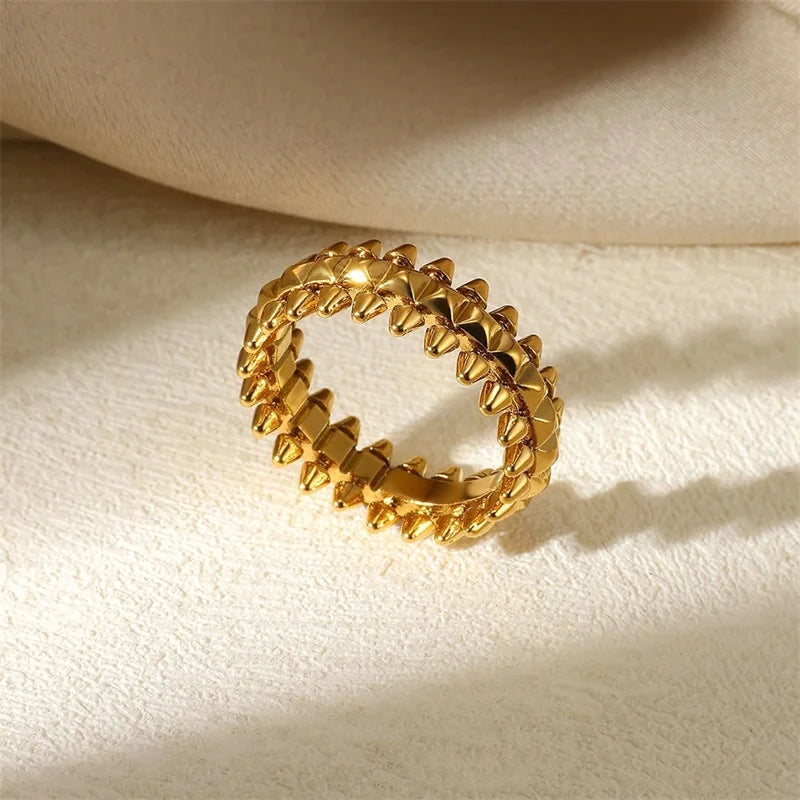 Vintage Stainless Steel Bullet Rings for Women Gold Color Geometric Rings Punk Jewelry Hip Hop Party Jewelry Gifts Anillos
