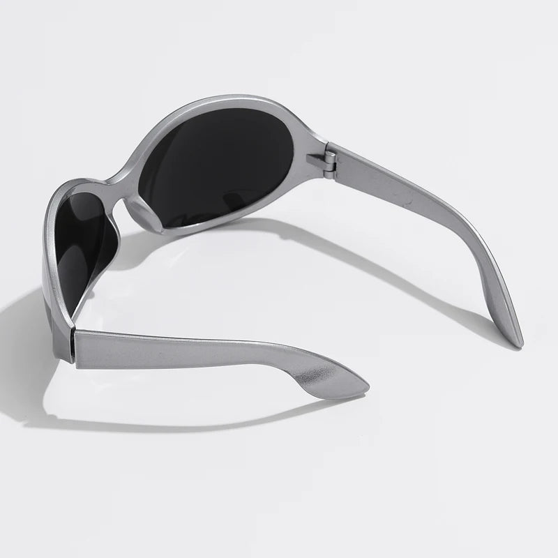 Cycling Fashion Y2K Punk Sunglasses Goggle New Women Men Oval Sports Sun Glasses Female Oversized Colorful Lens Eyewear UV400