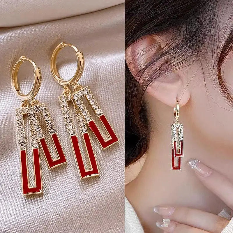Silver Needle Fashion Purple Crystal Heart Drop Earrings For Women Jewelry 2025 Trending New Luxury Women's Earrings