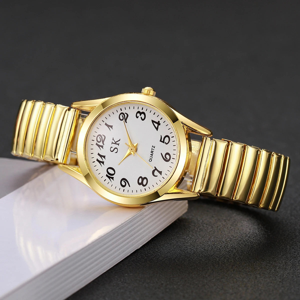 Elegant Small Dial Women Watches Fashion Elastic Strap Quartz Watch Reloj Mujer（Without Box）