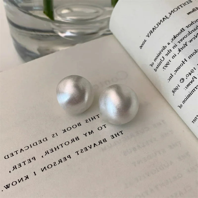 European Style Fashion Geometric Half Metal Big Ball Round Stud Earrings for Women Girls Party Accessories