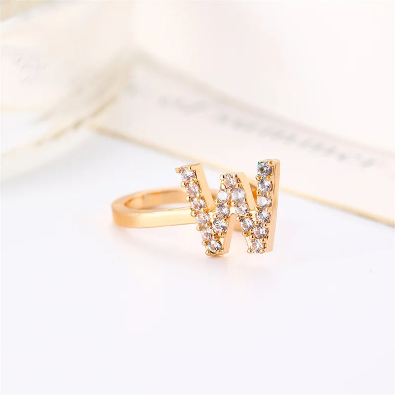 Zircon Initial A-Z Letter Clip Earrings For Women Adjustable Crystal Ear Stud Name Alphabet Female Wedding Jewelry Gift