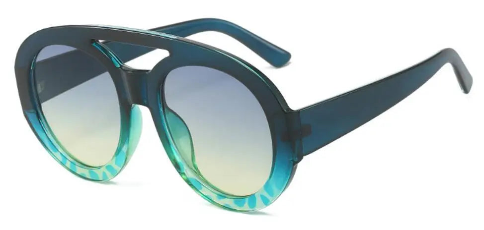 Vintage Oversized Sunglasses Women Luxury Brand Big Frame Sun Glasses Black Yellow Fashion Shades Double Bridges Round Glasses