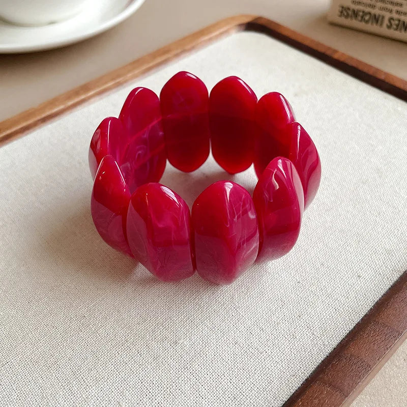 Vintage Smudging Bangle Geometric Wide Chunky Bracelets for Women Personality Acrylic Bracelet Hand Jewelry