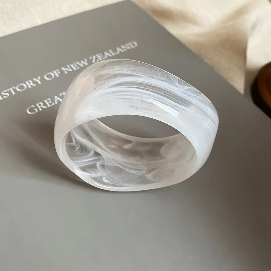 Acrylic Smudge Bangles Exaggerated Irregular Wide Round Bracelets for Women Personality Hand Ring Jewelry Party