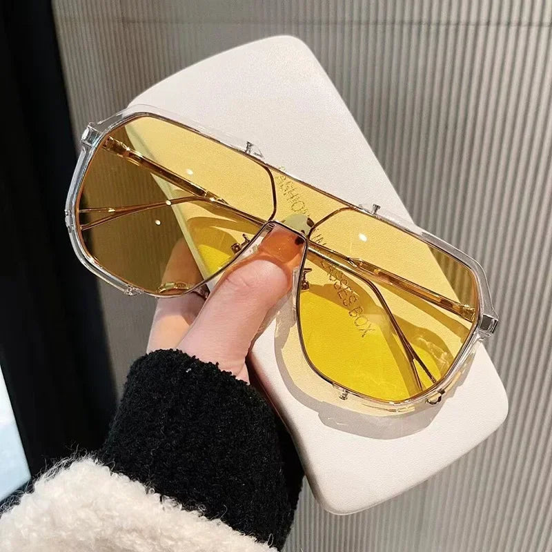 Women One-Piece Fashion Sunglasses New Unique Oversized Sun Glasses for Men Punk Glasses Trending Female Eyewear UV400
