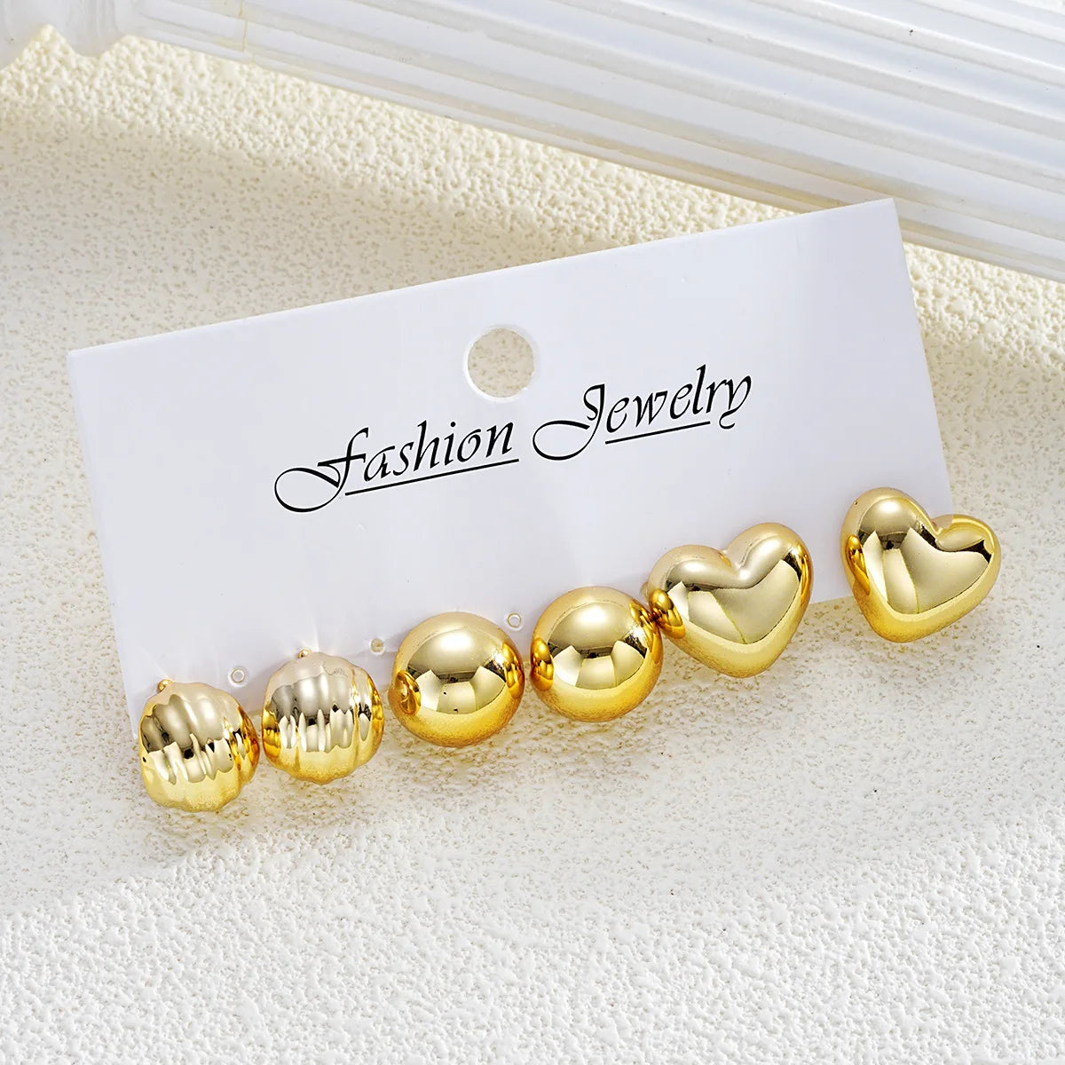 6pcs/set Chunky Gold Plated Vintage Minimalist Smooth Circle Hoop Earring Set for Women Bohemia Fashion Jewelry Gifts