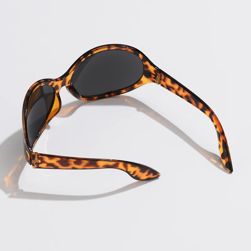 Cycling Fashion Y2K Punk Sunglasses Goggle New Women Men Oval Sports Sun Glasses Female Oversized Colorful Lens Eyewear UV400