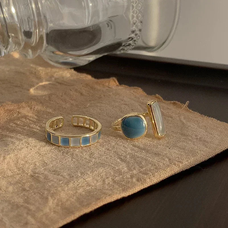 Colorful Drip Glaze Open Ring for Women New Fashion Retro Geometric Gold Color Metal Rings Exquisite Jewelry Gifts for Girl