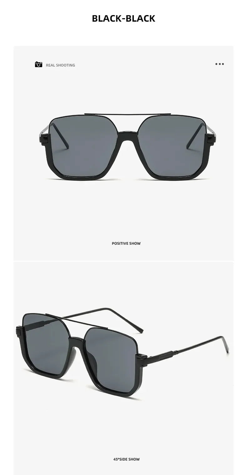 Vintage Oversized Sunglasses Fashion Men Women Square Shades Eyewear Trendy Ins Popular Brand Design UV400 Sun Glasses