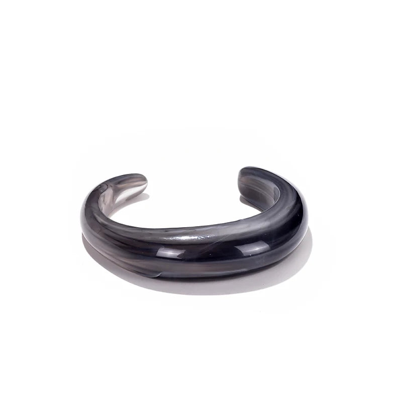 Fashion Exaggerated Opening Acrylic Bracelets for Women Simple Blended Jelly Colored Curved Cuff Bangle Female Jewelry