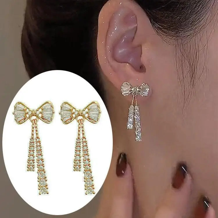 Silver Needle Vintage Green Crystal Butterfly Drop Earrings For Women Jewelry 2025 Trending Luxury Zircon Women's Earrings