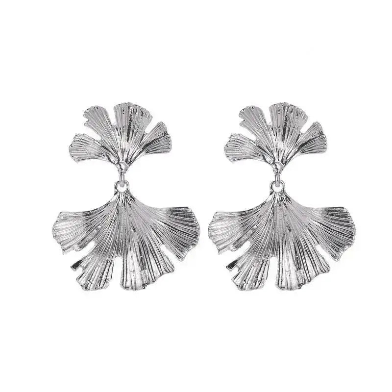 Stainless Steel Pleated Geometric Earrings For Women Jewelry Trending Vintage Women's Smooth Gold Color Stud Earrings