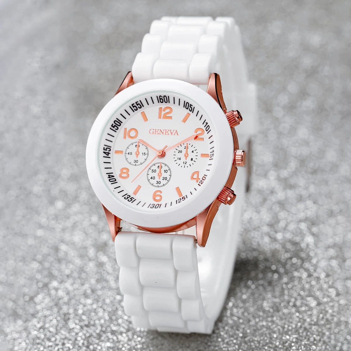 3/6PCS Women's Watches Casual Silicone Band Analog Quartz Watch Heart Pearls Jewelry Set(Without Box)