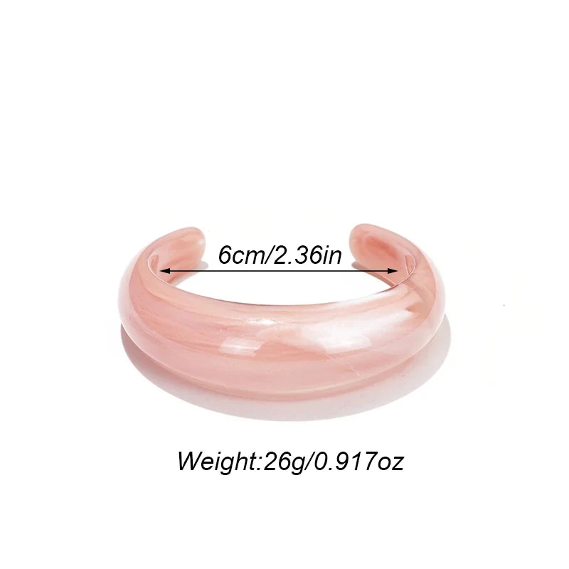 Fashion Exaggerated Opening Acrylic Bracelets for Women Simple Blended Jelly Colored Curved Cuff Bangle Female Jewelry
