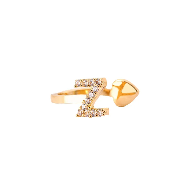Zircon Initial A-Z Letter Clip Earrings For Women Adjustable Crystal Ear Stud Name Alphabet Female Wedding Jewelry Gift