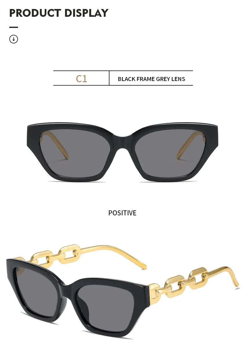 Cat Eye Sunglasses 2025 New Fashion Women Vintage Brand Designer Glasses Black Sun Glasses Female  Golden Eyewear Sun Protection
