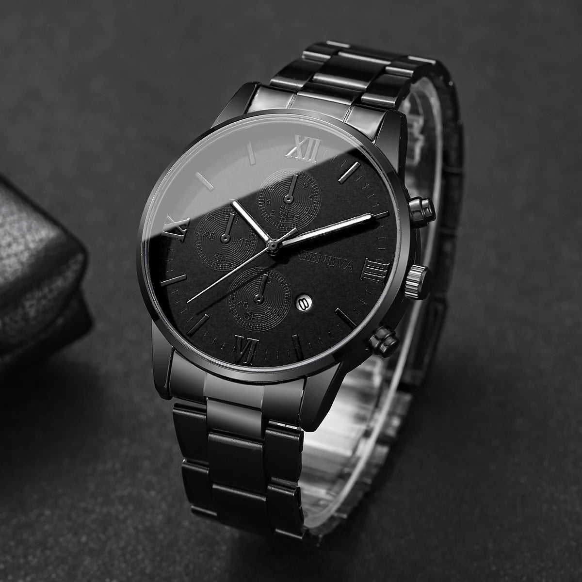 Luxury Mens Business Watches Fashion Roma Dial Men Quartz Watch Calendar Wristwatches for Man Clock Reloj Hombre（Without Box）