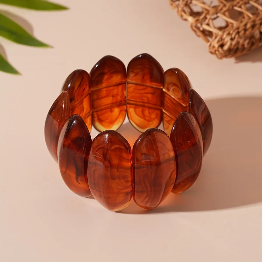 Vintage Smudging Bangle Geometric Wide Chunky Bracelets for Women Personality Acrylic Bracelet Hand Jewelry