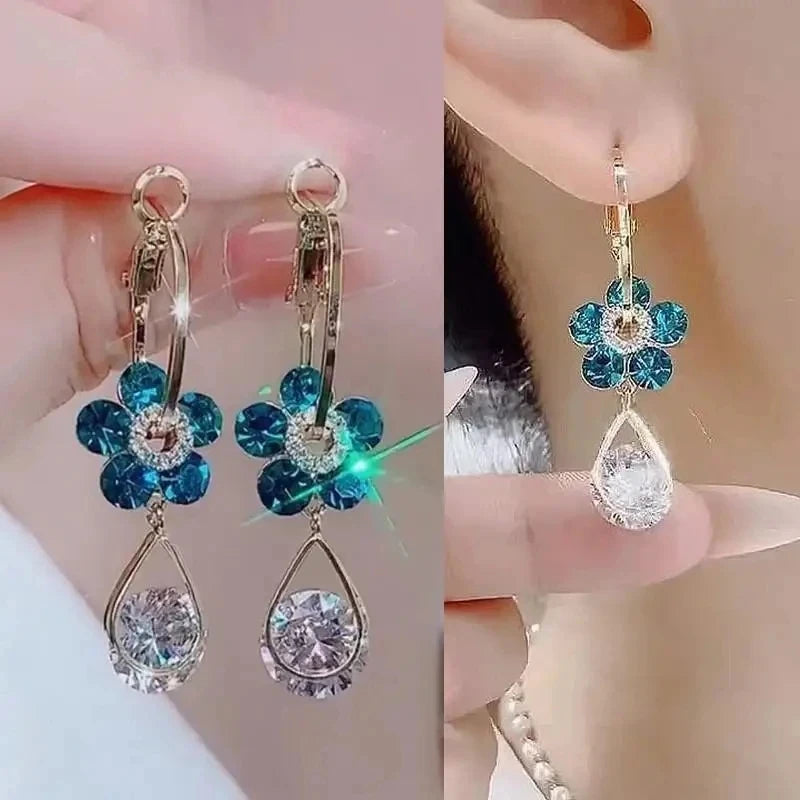 Silver Needle Vintage Green Crystal Butterfly Drop Earrings For Women Jewelry 2025 Trending Luxury Zircon Women's Earrings