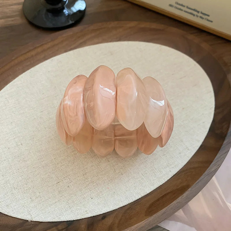 Acrylic Smudging Bangles for Women Unique Design Geometric Oval Elastic Stretch Bracelets Wide Bangles Jewelry Party Gifts