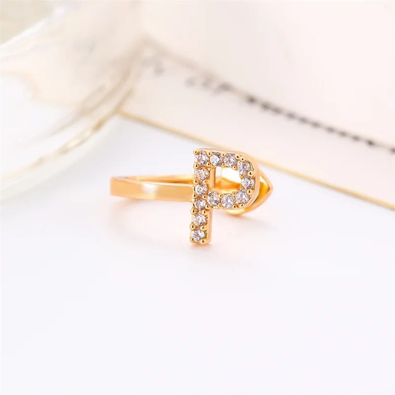 Zircon Initial A-Z Letter Clip Earrings For Women Adjustable Crystal Ear Stud Name Alphabet Female Wedding Jewelry Gift