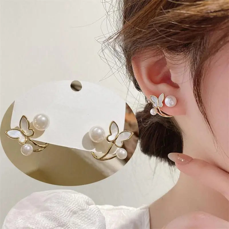 Silver Needle Vintage Green Crystal Butterfly Drop Earrings For Women Jewelry 2025 Trending Luxury Zircon Women's Earrings
