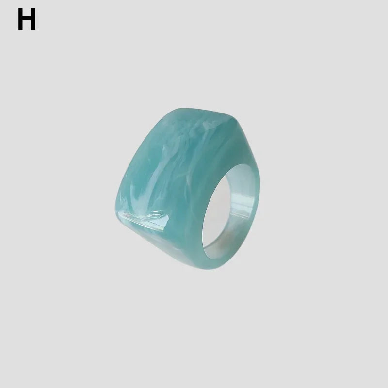 Fashion Creative Resin Acrylic Ring Vintage Simple Geometric Square Finger Rings for Women Jewelry