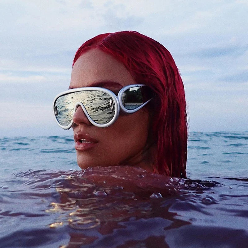 Cycling 2024 New Fashion One-Piece Large Frame Sunglasses Cyberpunk Style Eyeglasse Female Male Multi Color Frame Sun Glasses