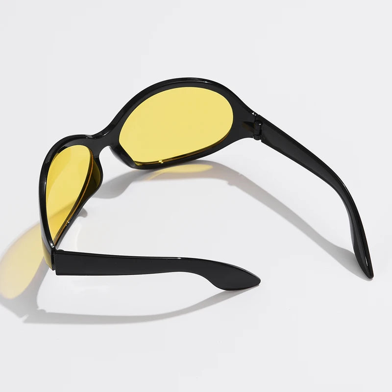 Cycling Fashion Y2K Punk Sunglasses Goggle New Women Men Oval Sports Sun Glasses Female Oversized Colorful Lens Eyewear UV400