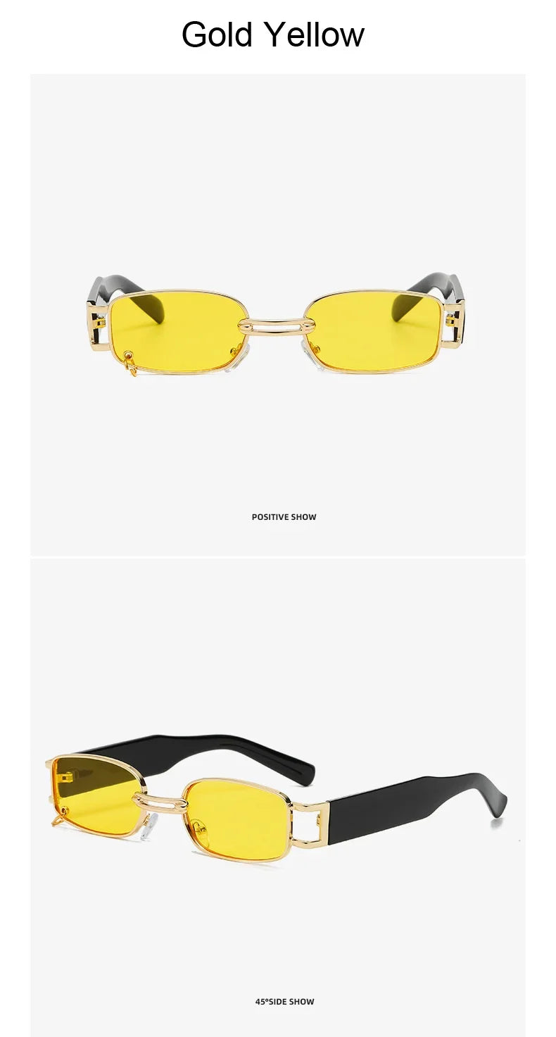 Fashion Punk Square Sunglasses Women Luxury Brand Small Frame Sun Glasses Female Rectangle Metal Mirror Oculos De Sol Feminino