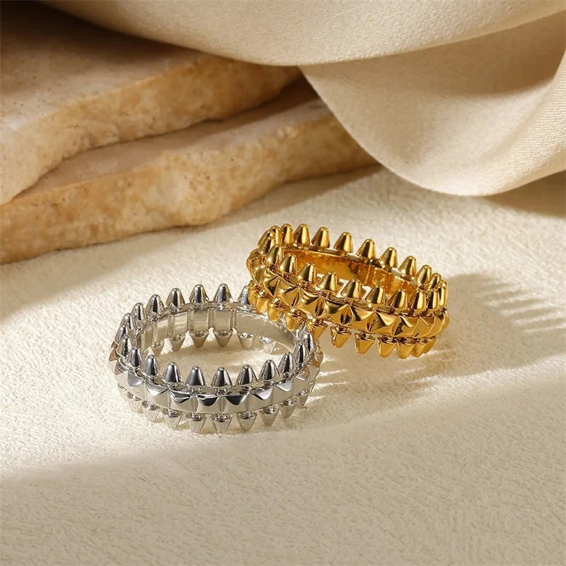 Vintage Stainless Steel Bullet Rings for Women Gold Color Geometric Rings Punk Jewelry Hip Hop Party Jewelry Gifts Anillos