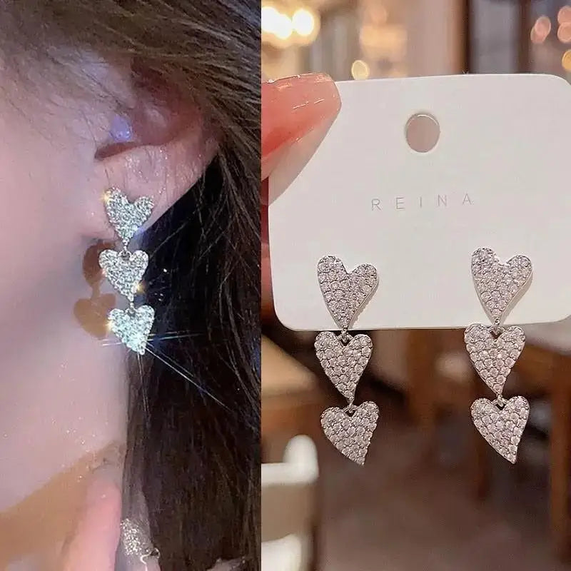 Silver Needle Fashion Square Zircon Drop Earrings For Women Jewelry 2025 Trending New Luxury Women's Crystal Earrings