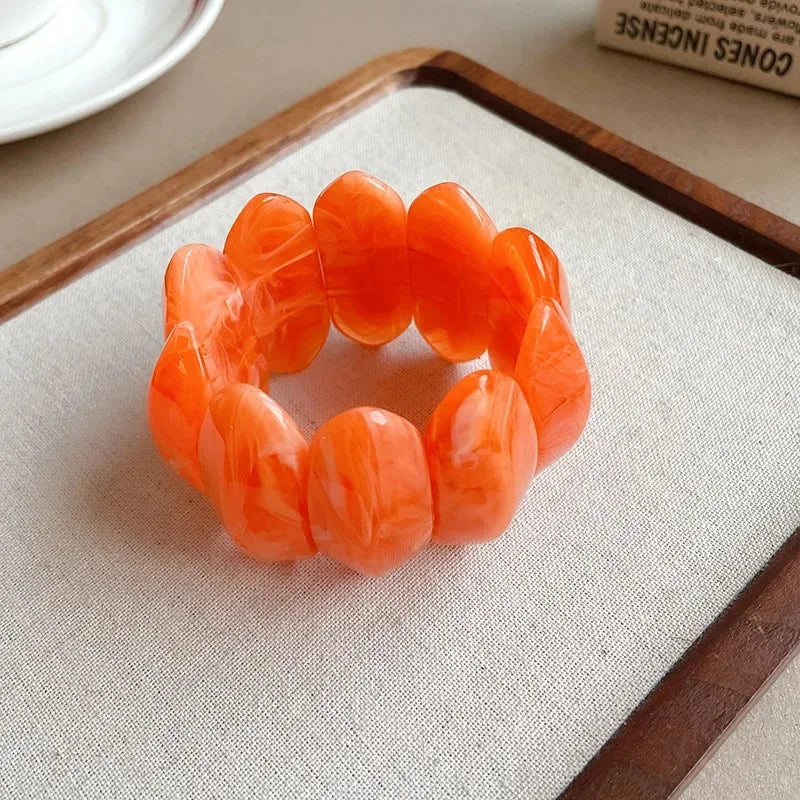 Vintage Smudging Bangle Geometric Wide Chunky Bracelets for Women Personality Acrylic Bracelet Hand Jewelry