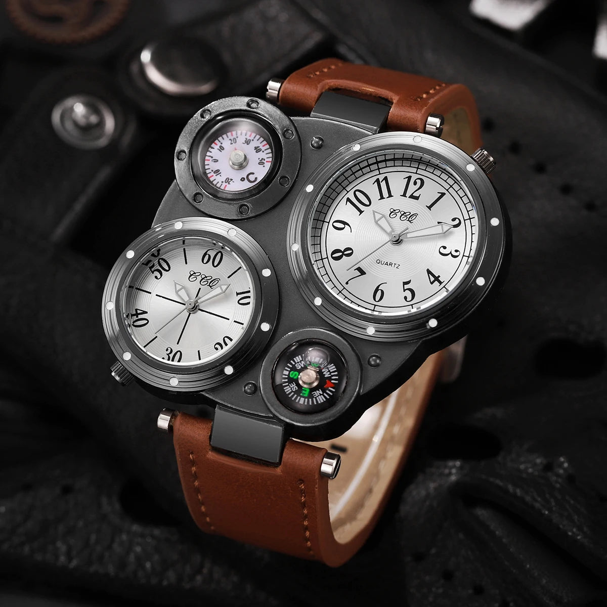 Luxury Large Dial Men Quartz Watches Casual Leather Band Wristwatches Sport Watch for Men Clock Relogio Masculino