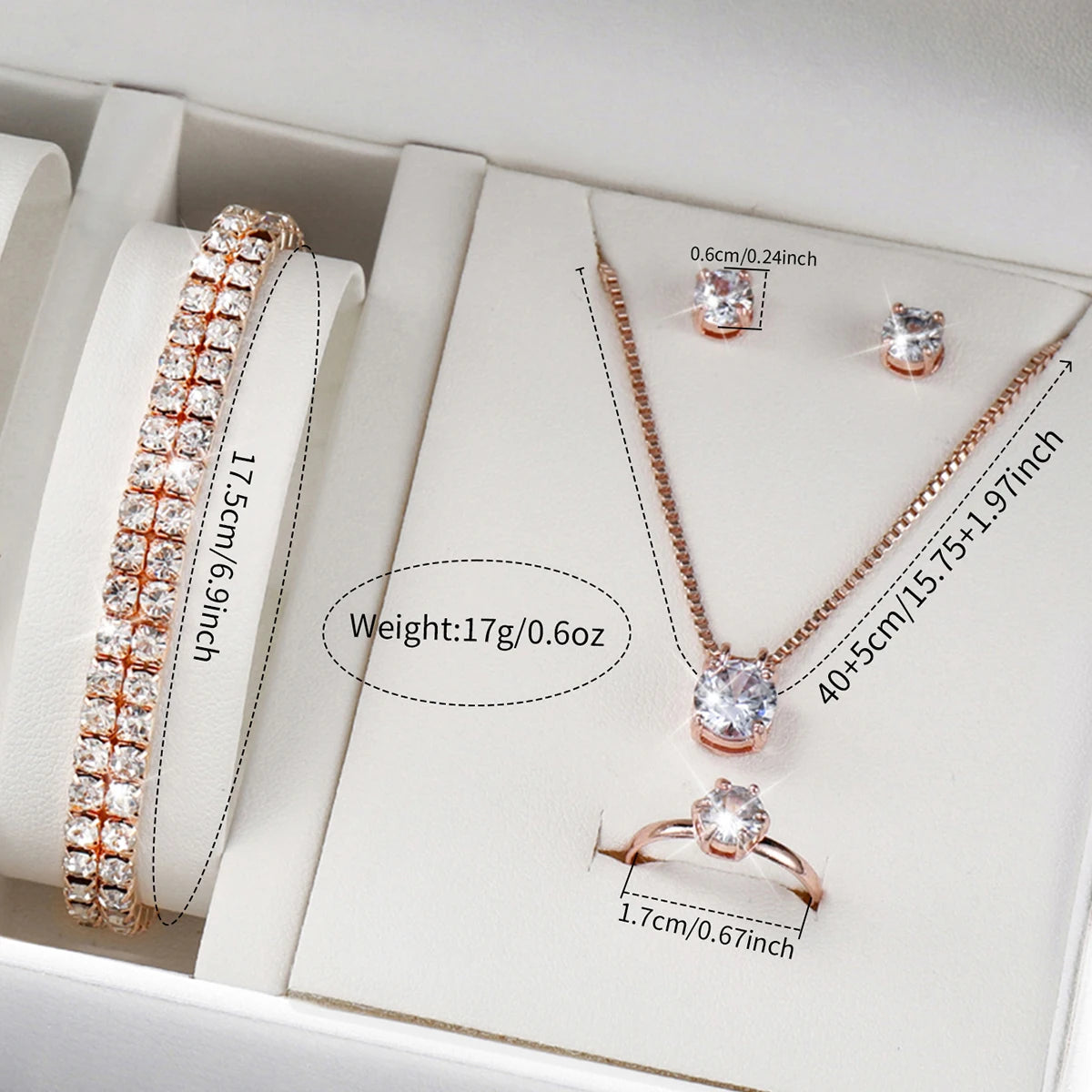 5/6PCS Fashion Women's Quartz Watch Leather Band Analog Quartz Watches with Diamond Jewelry (Without Box)