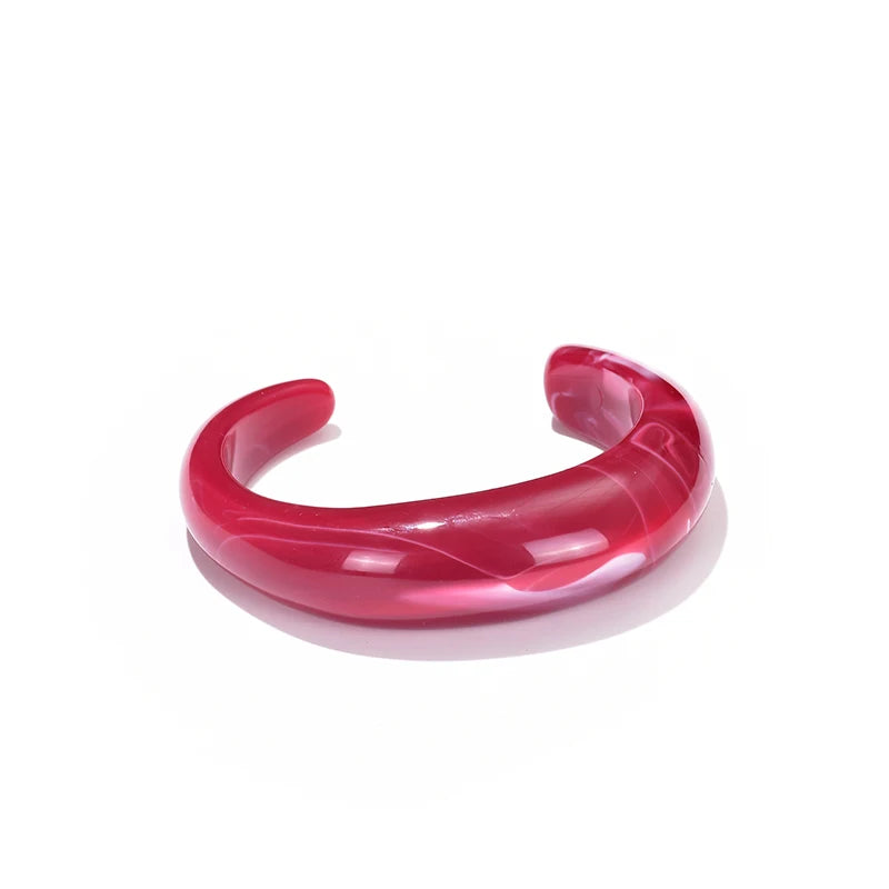 Fashion Exaggerated Opening Acrylic Bracelets for Women Simple Blended Jelly Colored Curved Cuff Bangle Female Jewelry